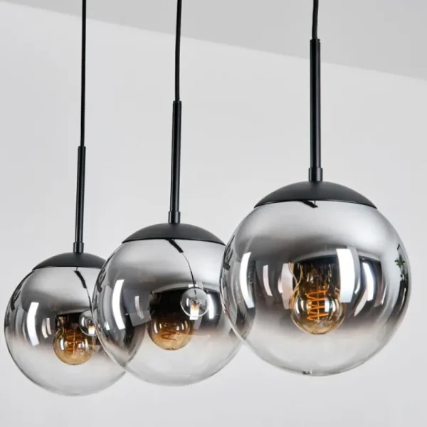 hofstein Gastor Suspension, Boule lumineuse Chrome, Clair, Fumé, 3 lumières* Lampes Modernes