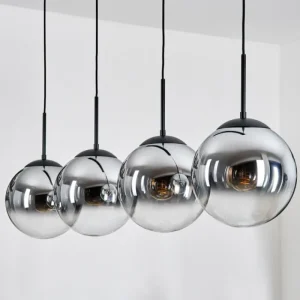 hofstein Gastor Suspension, Boule lumineuse, Suspension Chrome, Clair, Fumé, 4 lumières* Lampes Modernes