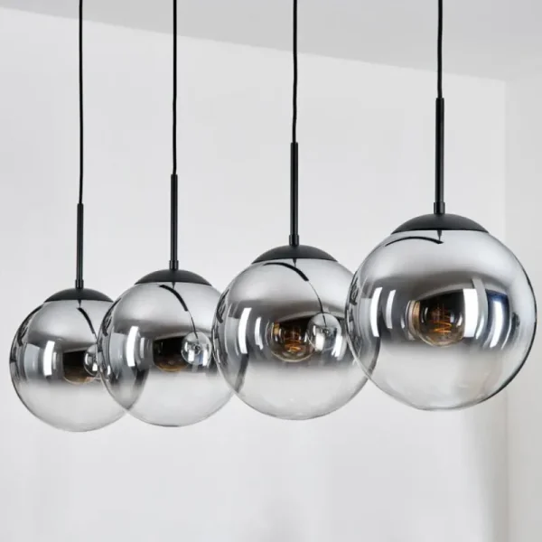 hofstein Gastor Suspension, Boule lumineuse, Suspension Chrome, Clair, Fumé, 4 lumières* Lampes Modernes
