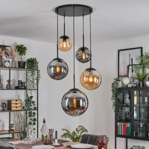 hofstein Gastor Suspension, Boule lumineuse 45 cm Noir, 5 lumières* Lampes Modernes
