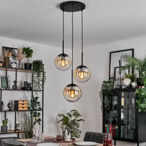 hofstein Gastor Suspension, Boule lumineuse Ambre, Clair, 3 lumières* Lampes En Verre