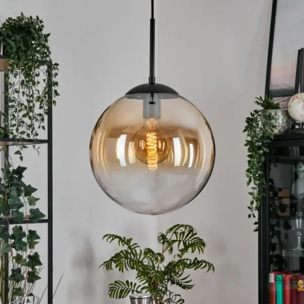 hofstein Gastor Suspension, Boule lumineuse, Suspension Ambre, Clair, 1 lumière* Lampes En Verre