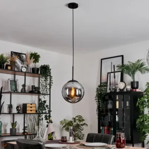 hofstein Gastor Suspension, Boule lumineuse 25 cm Fumé, 1 lumière* Lampes Modernes