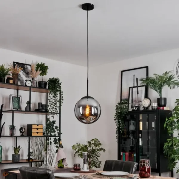 hofstein Gastor Suspension, Boule lumineuse 25 cm Fumé, 1 lumière* Lampes Modernes