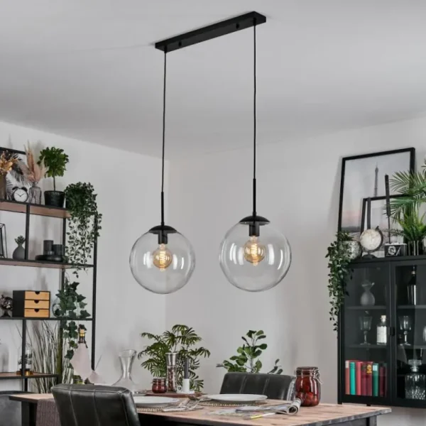 hofstein Gastor Suspension, Boule lumineuse, Suspension Clair, 2 lumières* Lampes En Verre
