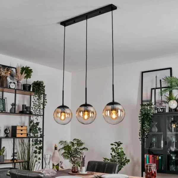 hofstein Gastor Suspension, Boule lumineuse Ambre, Clair, 3 lumières* Lampes En Verre