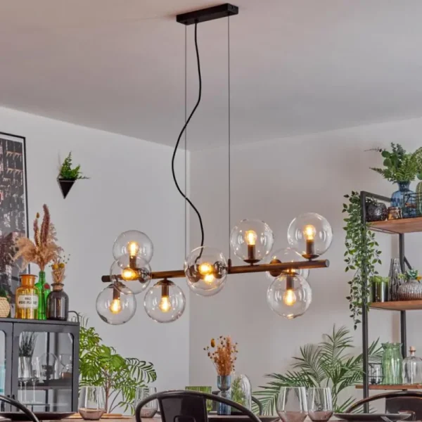 hofstein Gastor Suspension, Boule lumineuse, Suspension Clair, 10 lumières* Lampes En Verre