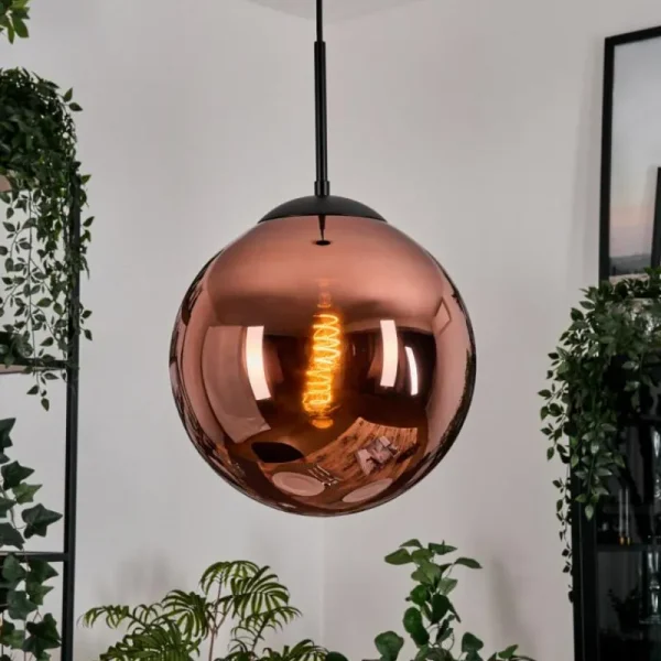 hofstein Gastor Suspension, Boule lumineuse, Suspension Cuivré, 1 lumière* Lampes En Verre