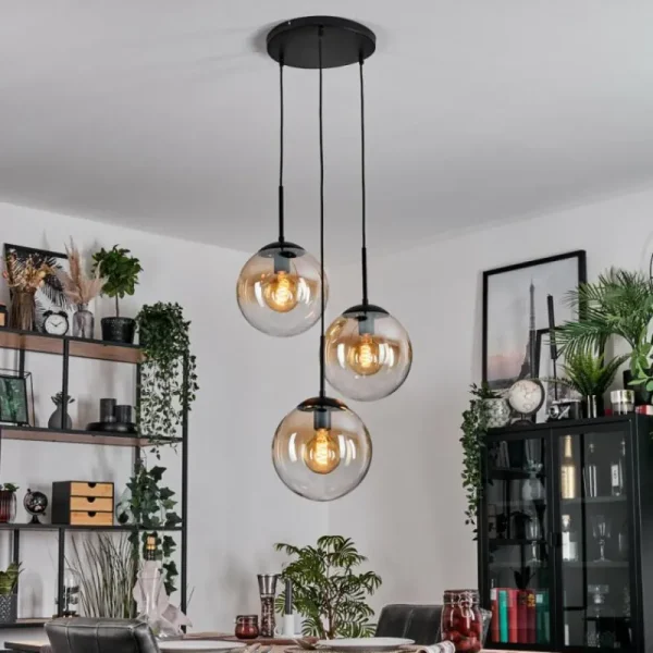hofstein Gastor Suspension, Boule lumineuse Ambre, Clair, 3 lumières* Lampes En Verre