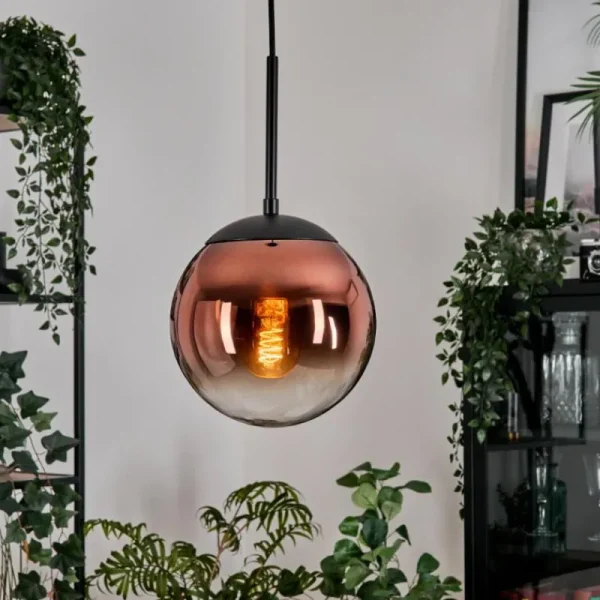 hofstein Gastor Suspension, Boule lumineuse, Suspension Clair, Cuivré, 1 lumière* Lampes En Verre