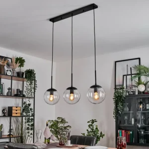 hofstein Gastor Suspension, Boule lumineuse Clair, 3 lumières* Lampes En Verre