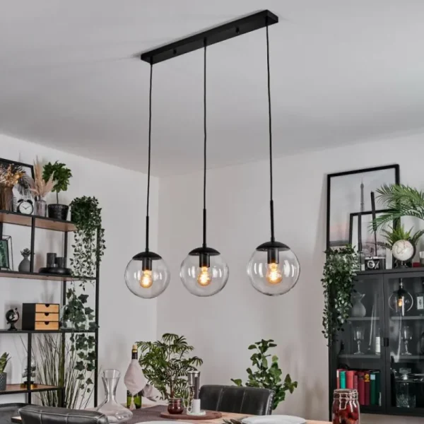 hofstein Gastor Suspension, Boule lumineuse Clair, 3 lumières* Lampes En Verre
