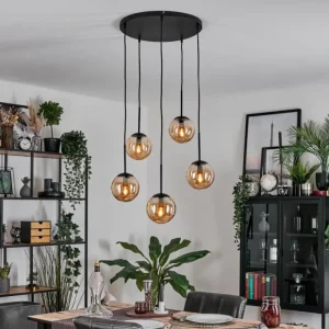 hofstein Gastor Suspension, Boule lumineuse, Suspension Ambre, 5 lumières* Lampes En Verre