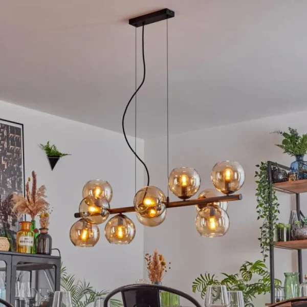 hofstein Gastor Suspension, Boule lumineuse, Suspension Ambre, 10 lumières* Lampes En Verre