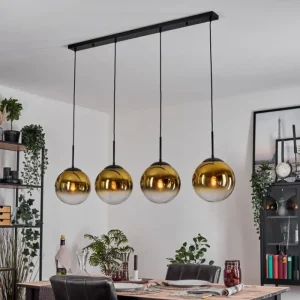 hofstein Gastor Suspension, Boule lumineuse, Suspension Or, Clair, 4 lumières* Lampes En Verre