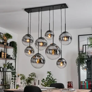 hofstein Gastor Suspension, Boule lumineuse, Suspension Clair, Fumé, 8 lumières* Lampes Modernes