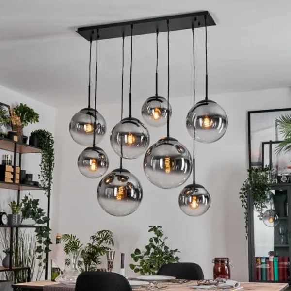 hofstein Gastor Suspension, Boule lumineuse, Suspension Clair, Fumé, 8 lumières* Lampes Modernes