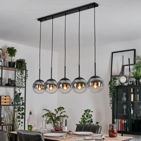 hofstein Gastor Suspension, Boule lumineuse, Suspension Clair, Fumé, 5 lumières* Lampes Modernes