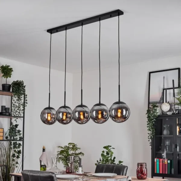 hofstein Gastor Suspension, Boule lumineuse, Suspension Fumé, 5 lumières* Lampes Modernes