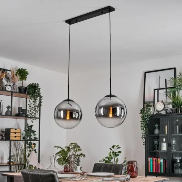hofstein Gastor Suspension, Boule lumineuse Noir, 2 lumières* Lampes Modernes