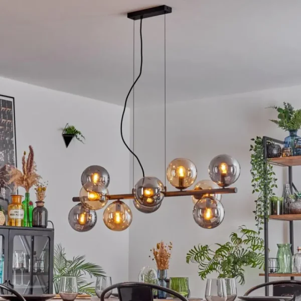 hofstein Gastor Suspension, Boule lumineuse, Suspension Ambre, Fumé, 10 lumières* Lampes Modernes