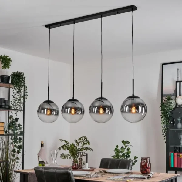 hofstein Gastor Suspension, Boule lumineuse, Suspension Clair, Fumé, 4 lumières* Lampes Modernes