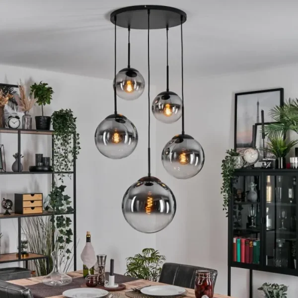 hofstein Gastor Suspension, Boule lumineuse 45 cm Noir, 5 lumières* Lampes Modernes
