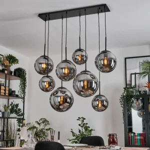 hofstein Gastor Suspension, Boule lumineuse, Suspension Fumé, 8 lumières* Lampes Modernes