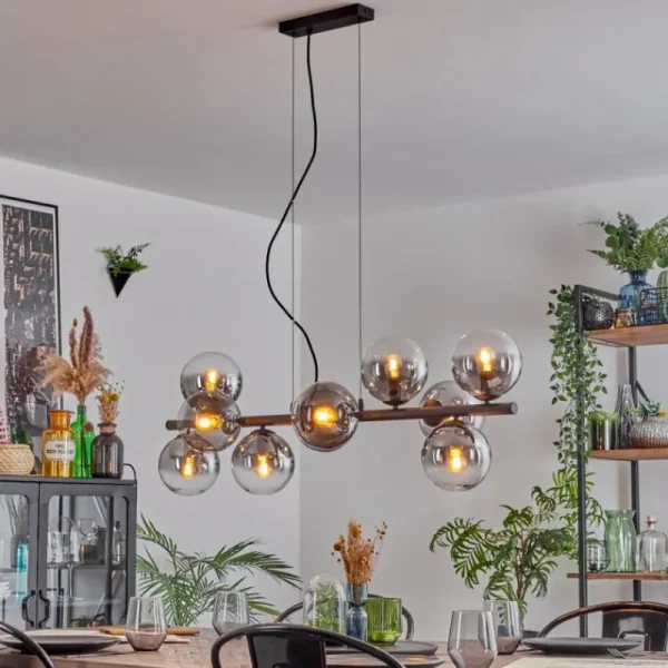 hofstein Gastor Suspension, Boule lumineuse, Suspension Clair, Fumé, 10 lumières* Lampes Modernes