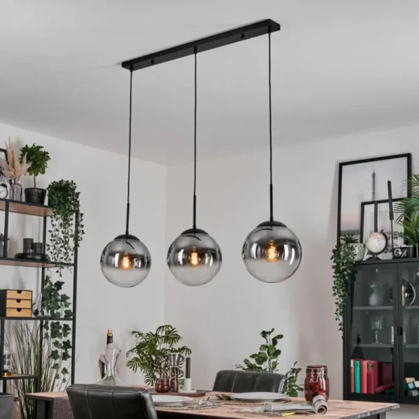 hofstein Gastor Suspension, Boule lumineuse Noir, 3 lumières* Lampes Modernes