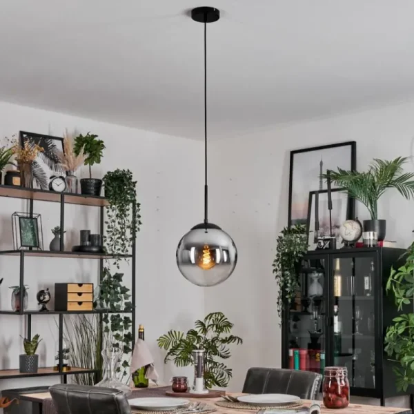hofstein Gastor Suspension, Boule lumineuse 25 cm Chrome, Clair, Fumé, 1 lumière* Lampes Modernes