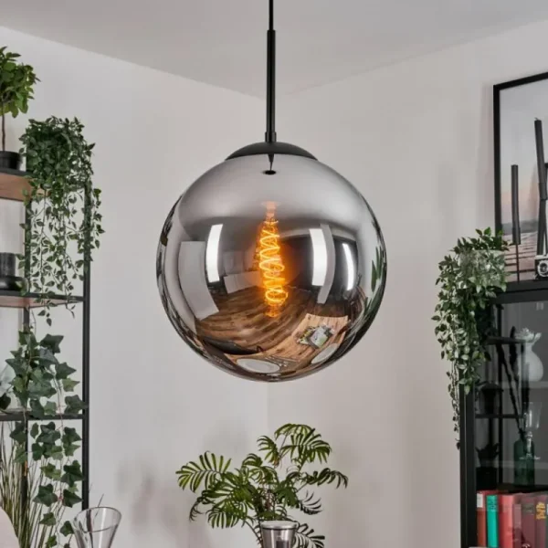 hofstein Gastor Suspension, Boule lumineuse Chrome, Fumé, 1 lumière* Lampes Modernes