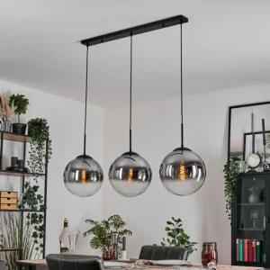 hofstein Gastor Suspension, Boule lumineuse, Suspension Clair, Fumé, 3 lumières* Lampes Modernes