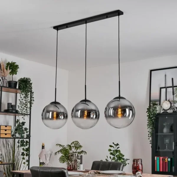 hofstein Gastor Suspension, Boule lumineuse, Suspension Clair, Fumé, 3 lumières* Lampes Modernes