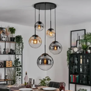 hofstein Gastor Suspension, Boule lumineuse 45 cm Noir, 5 lumières* Lampes Modernes