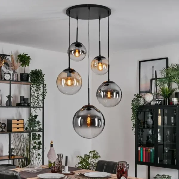 hofstein Gastor Suspension, Boule lumineuse 45 cm Noir, 5 lumières* Lampes Modernes