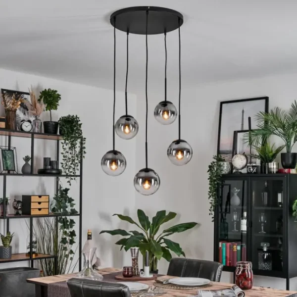 hofstein Gastor Suspension, Boule lumineuse, Suspension Clair, Fumé, 5 lumières* Lampes Modernes