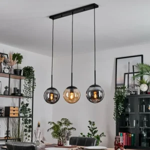 hofstein Gastor Suspension, Boule lumineuse Ambre, Clair, Fumé, 3 lumières* Lampes Modernes