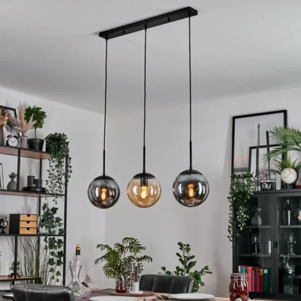 hofstein Gastor Suspension, Boule lumineuse Ambre, Clair, Fumé, 3 lumières* Lampes Modernes