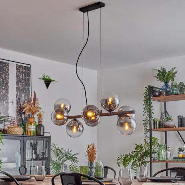 hofstein Gastor Suspension, Boule lumineuse, Suspension Clair, Fumé, 8 lumières* Lampes Modernes