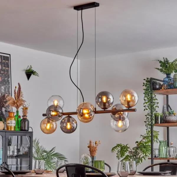 hofstein Gastor Suspension, Boule lumineuse, Suspension Ambre, Clair, Fumé, 10 lumières* Lampes Modernes
