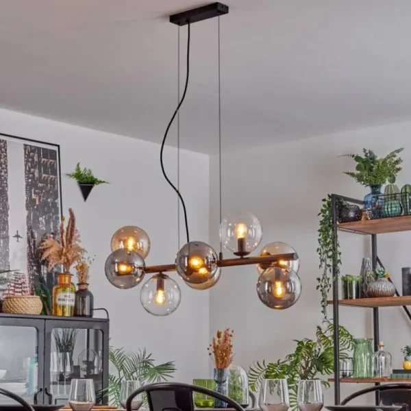 hofstein Gastor Suspension, Boule lumineuse, Suspension Ambre, Clair, Fumé, 8 lumières* Lampes Modernes