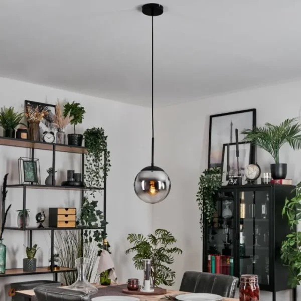 hofstein Gastor Suspension, Boule lumineuse Chrome, Clair, Fumé, 1 lumière* Lampes Modernes
