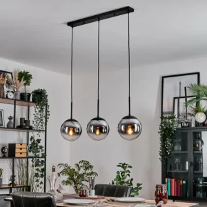 hofstein Gastor Suspension, Boule lumineuse Chrome, Clair, Fumé, 3 lumières* Lampes Modernes