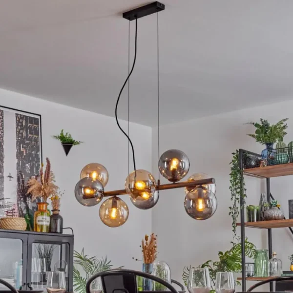 hofstein Gastor Suspension, Boule lumineuse, Suspension Ambre, Fumé, 8 lumières* Lampes Modernes