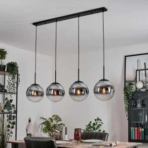 hofstein Gastor Suspension, Boule lumineuse, Suspension Chrome, Clair, Fumé, 4 lumières* Lampes Modernes