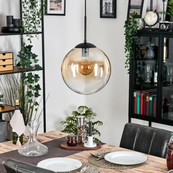 hofstein Gastor Suspension, Boule lumineuse, Suspension Ambre, Clair, 1 lumière* Lampes En Verre
