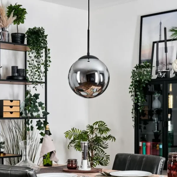 hofstein Gastor Suspension, Boule lumineuse 25 cm Fumé, 1 lumière* Lampes Modernes