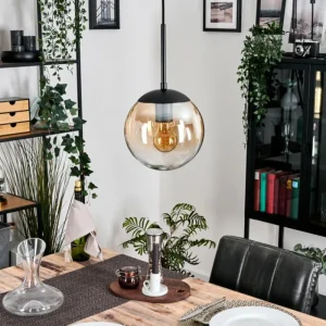 hofstein Gastor Suspension, Boule lumineuse Ambre, Clair, 1 lumière* Lampes En Verre