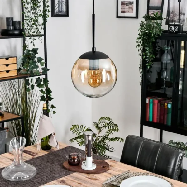 hofstein Gastor Suspension, Boule lumineuse Ambre, Clair, 1 lumière* Lampes En Verre
